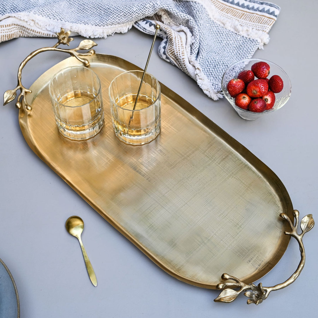 long gold decorative tray