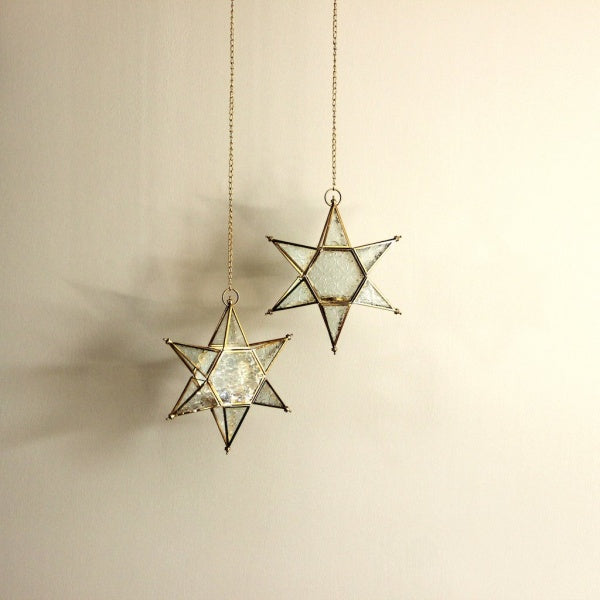 star-shaped glass t-light holders