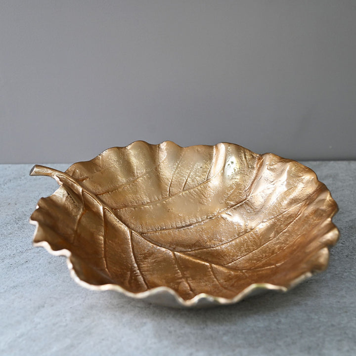 golden leaf metal bowl