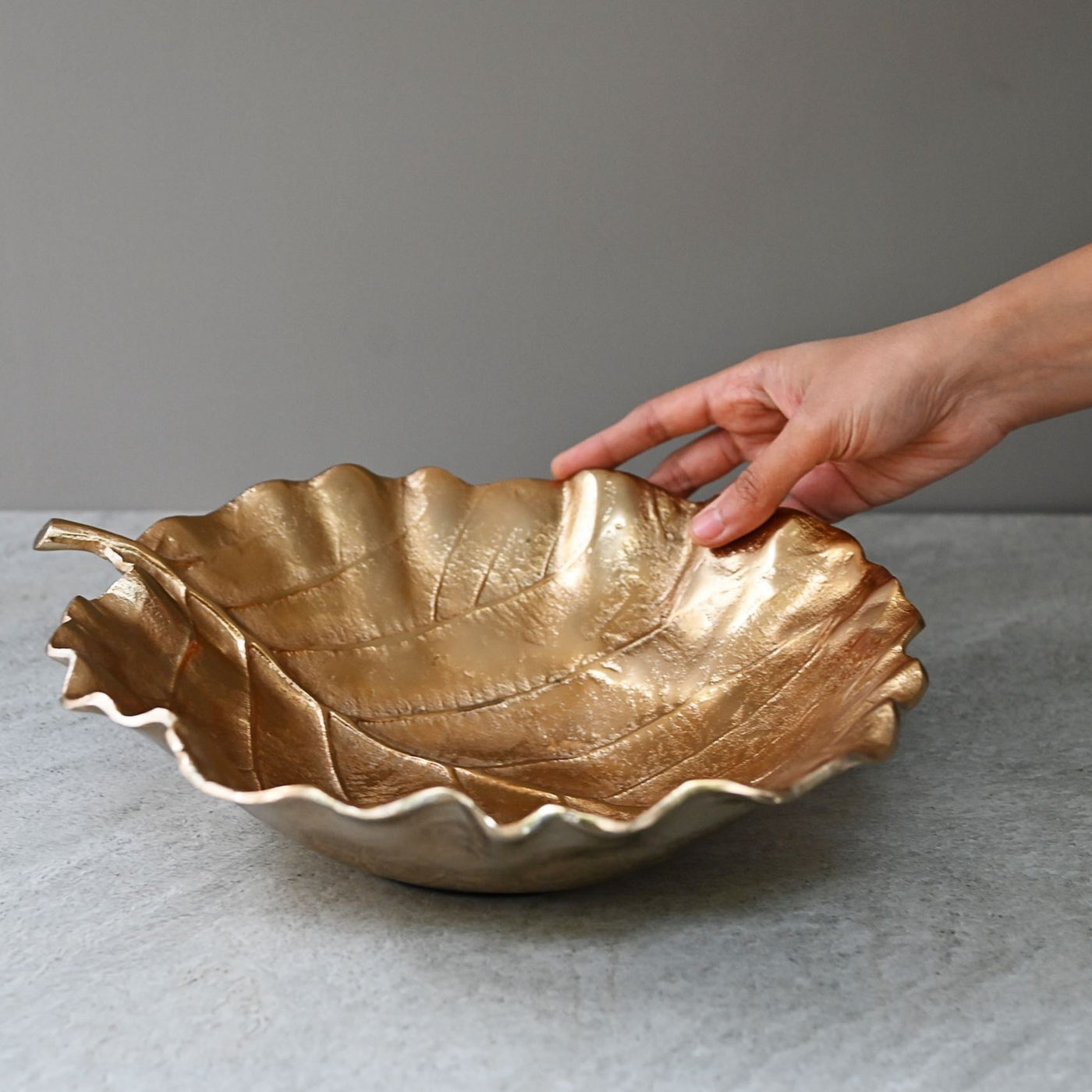 golden leaf metal bowl