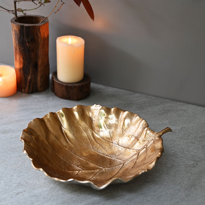 golden leaf metal bowl