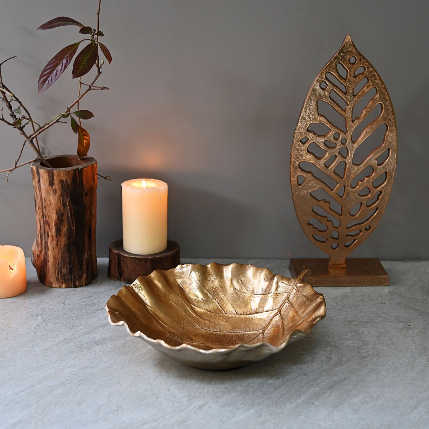 golden leaf metal bowl