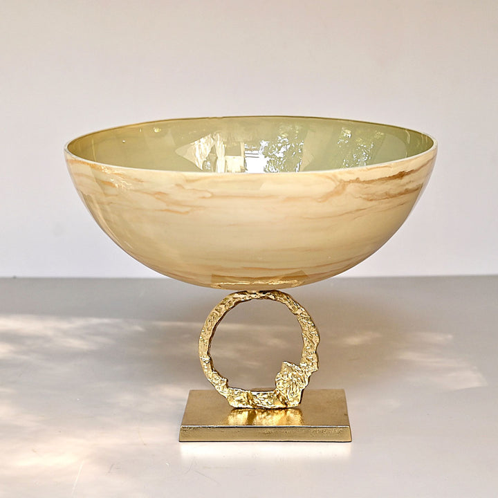 glass decorative bowl with stand