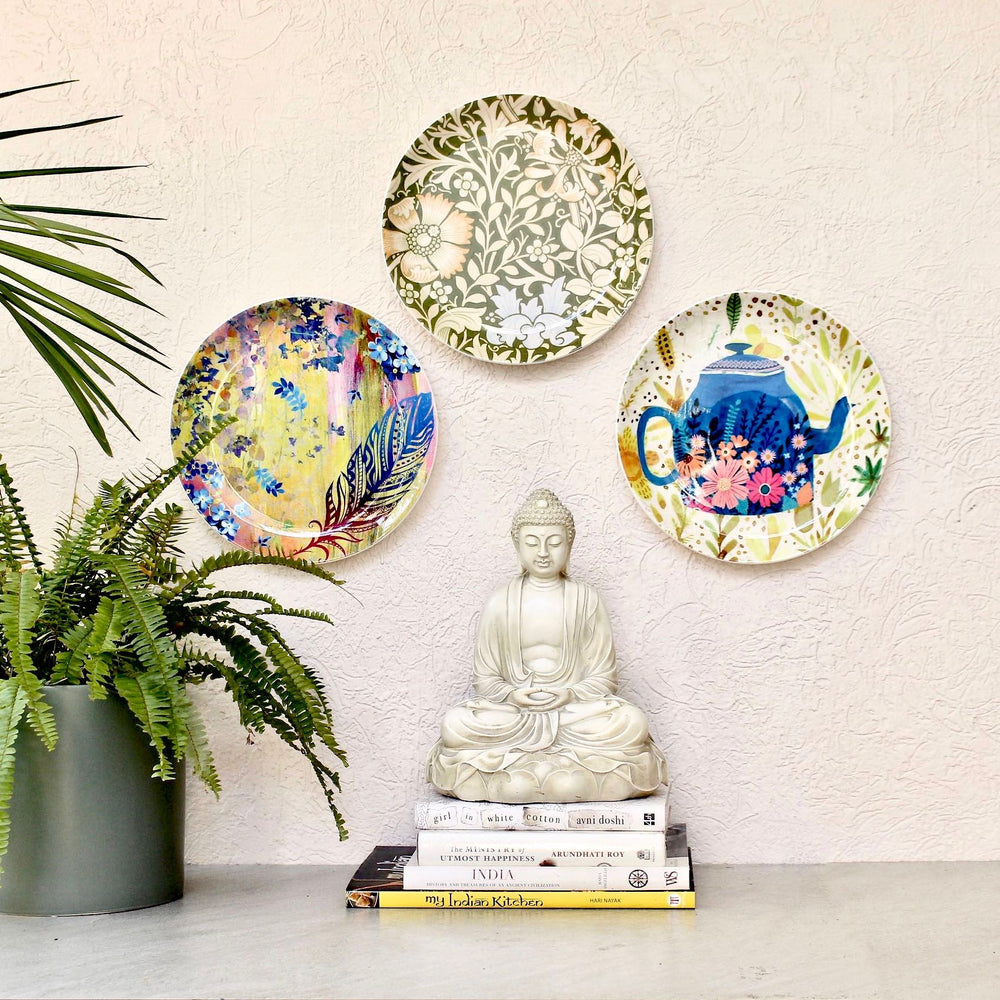 Green Floral Designer Wall Plate