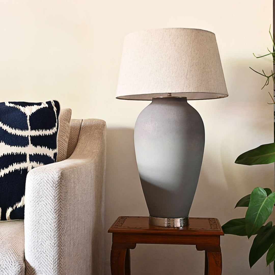 grey glass table lamp