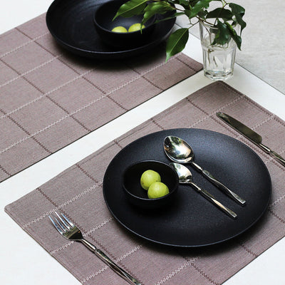 grey checked cotton table mat