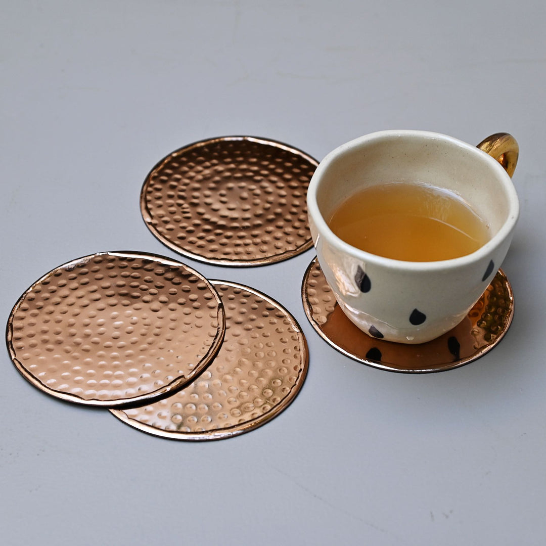 round bronze metal coasters set