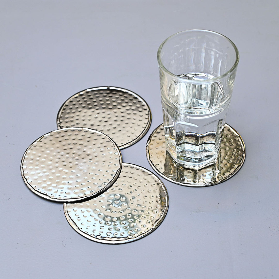 silver round coaster set