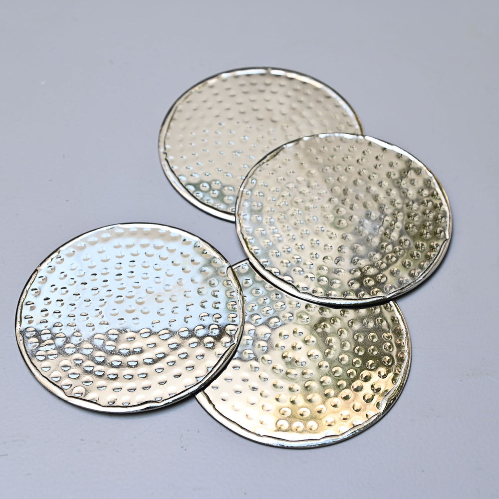 silver round coaster set