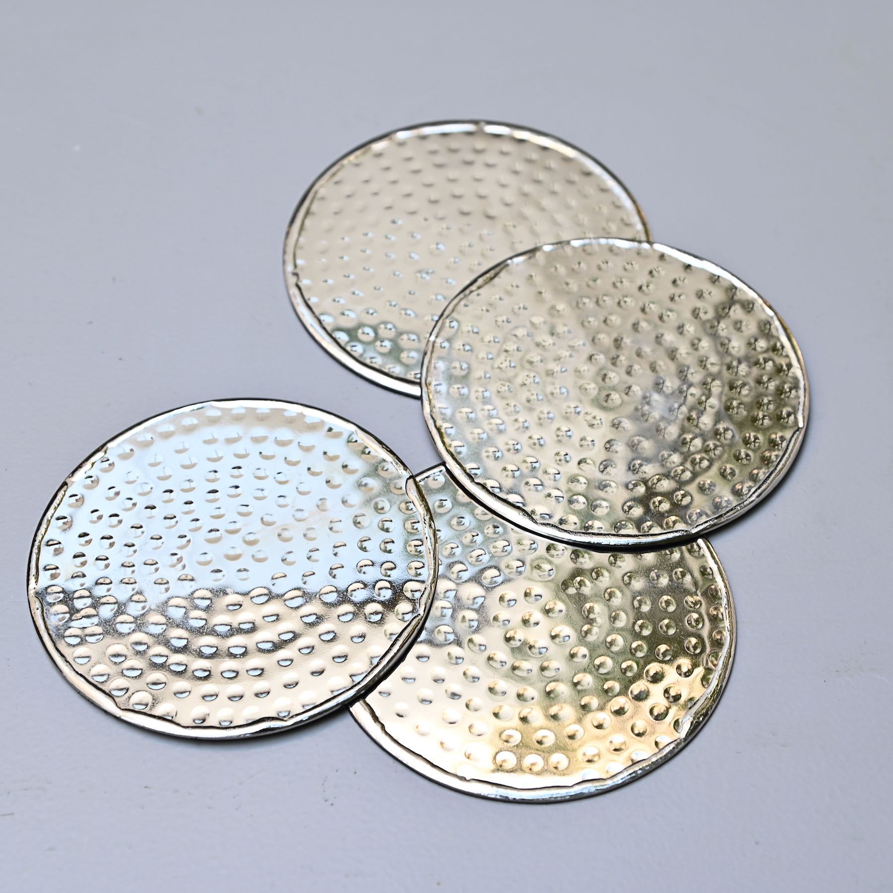 Hammered Silver Round Coasters - Set of 4 – Mora Taara