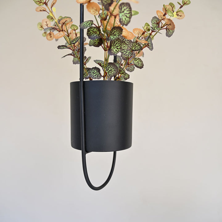 hanging black metal planter set