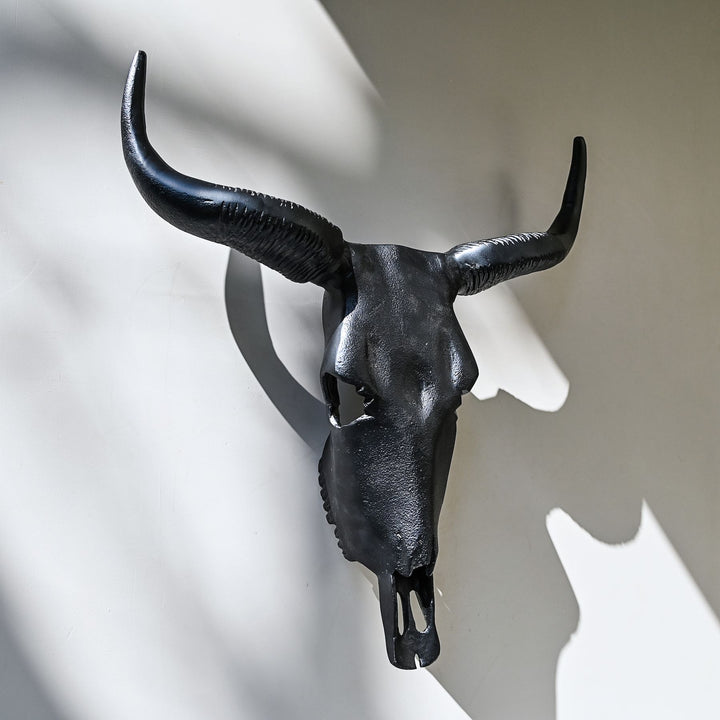 black horned steer wall decor
