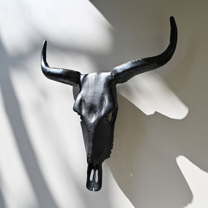 black horned steer wall decor
