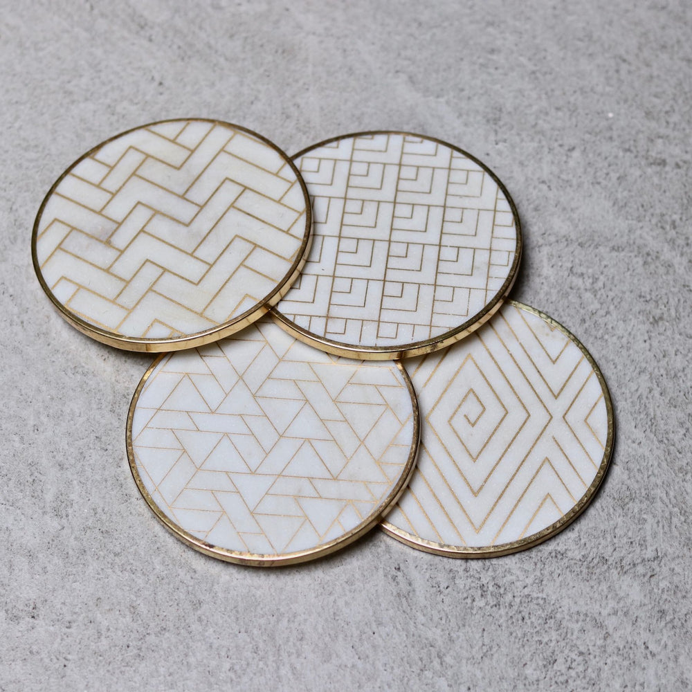 marble and brass coasters