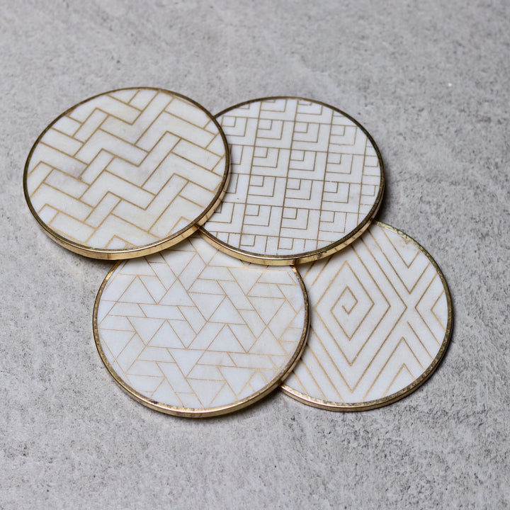 marble and brass coasters