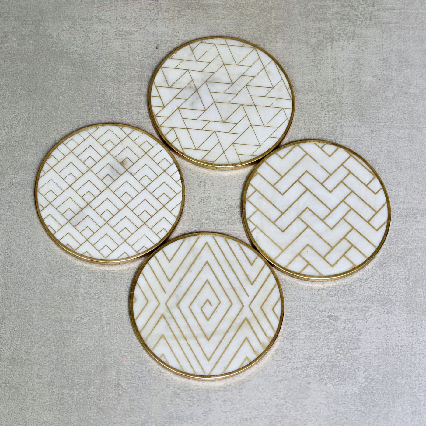 marble and brass coasters