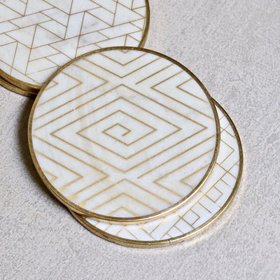marble and brass coasters
