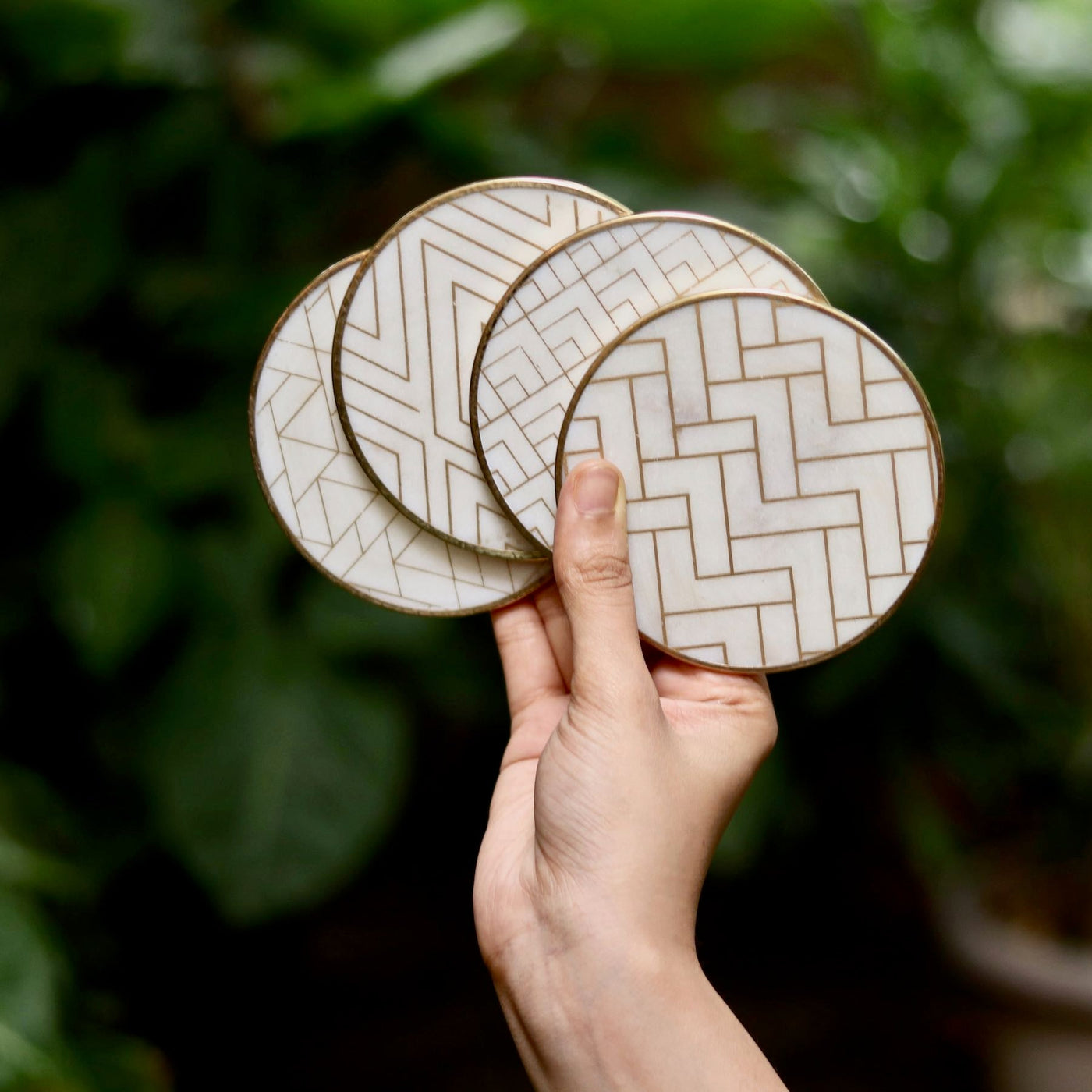 brass and marble coasters