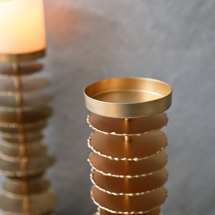 marble and metal candle stands