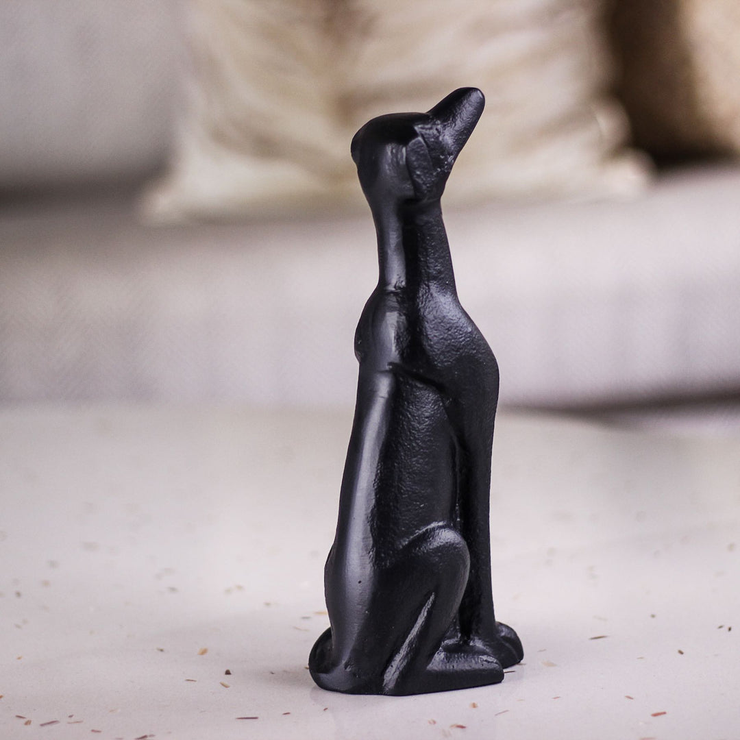 metal black dog showpiece