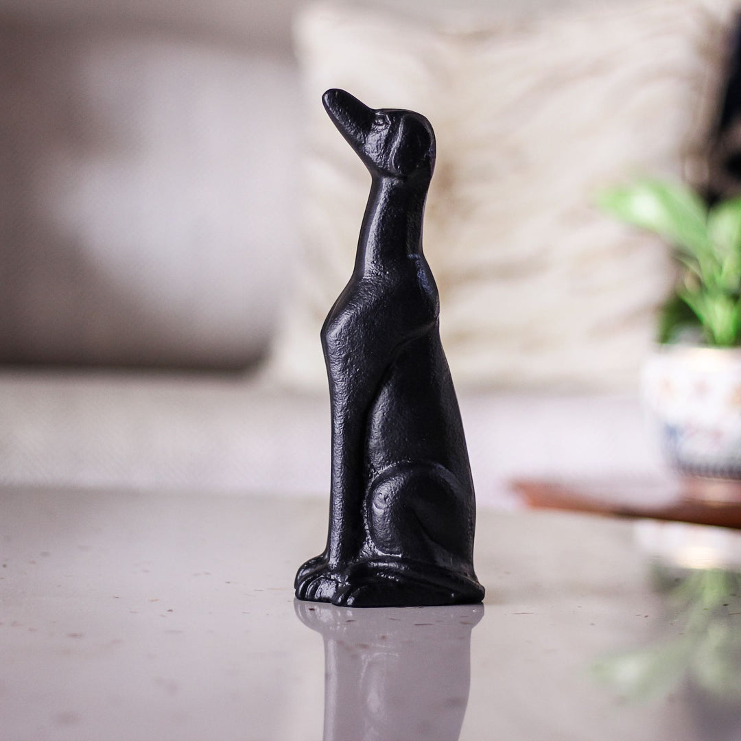 metal black dog showpiece