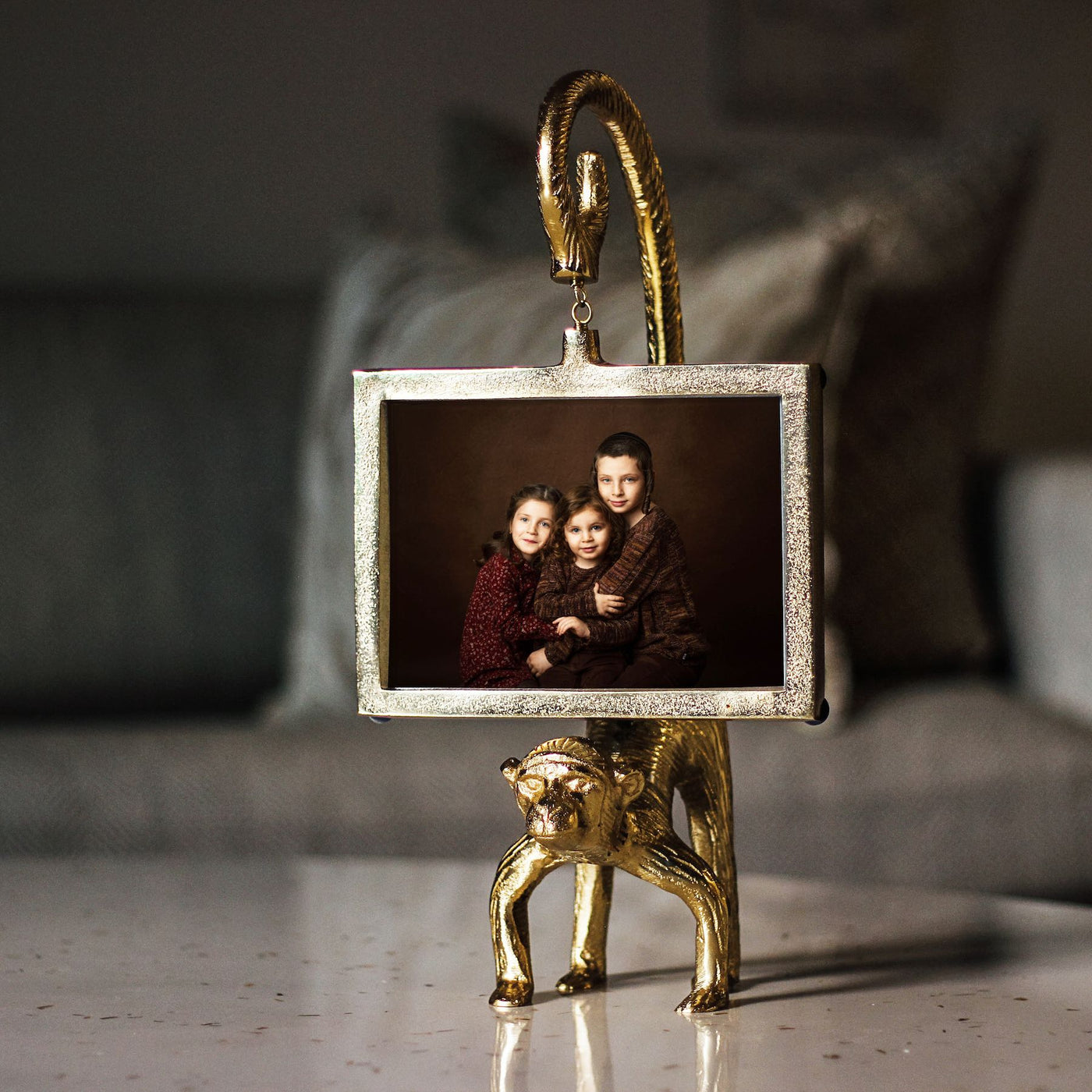 Tabletop Monkey Gold Photo Frame – Mora Taara