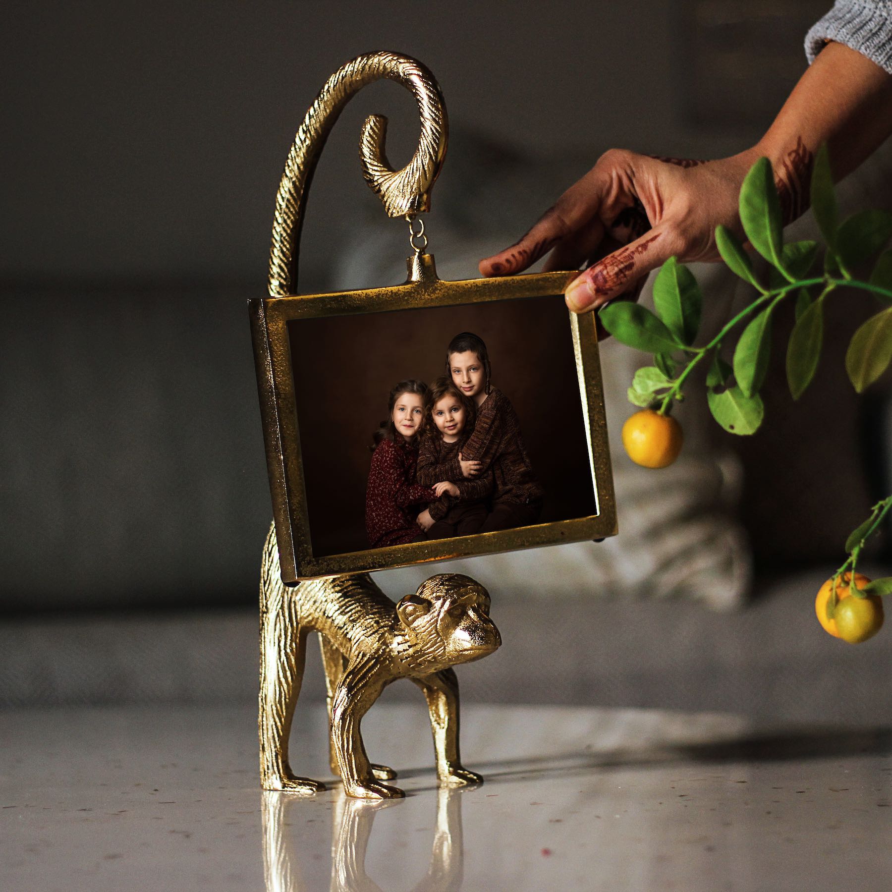Tabletop Monkey Gold Photo Frame – Mora Taara