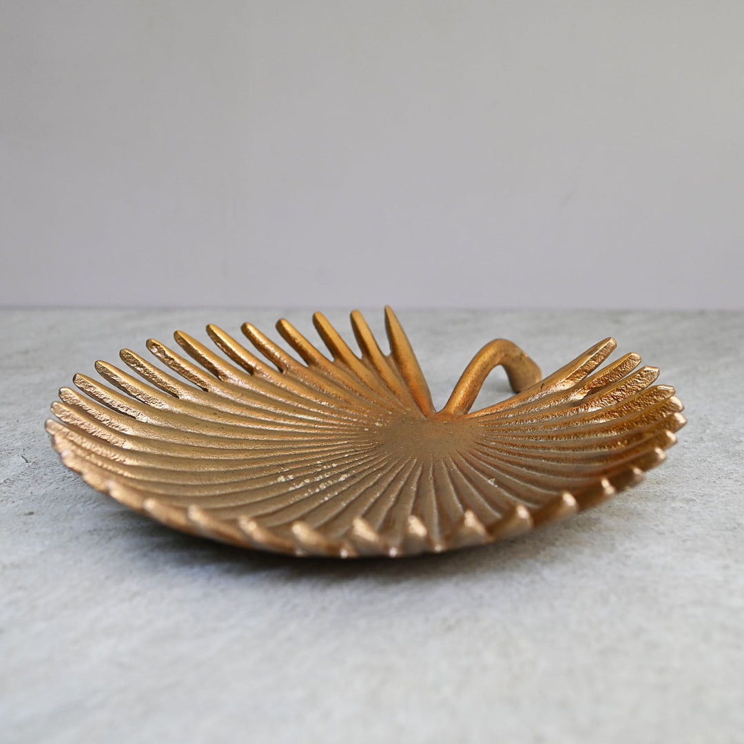 palm leaf shaped metal platter 