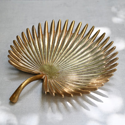 palm leaf shaped metal platter 