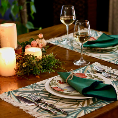 printed cotton table mat with napkins