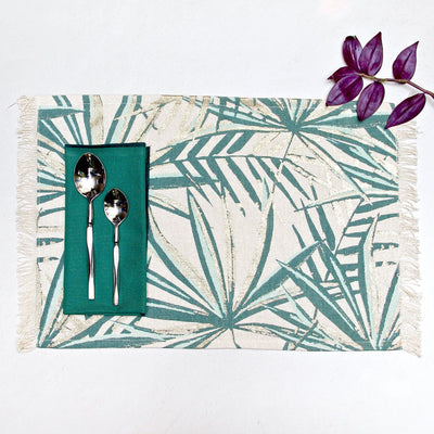 printed cotton table mat with napkins