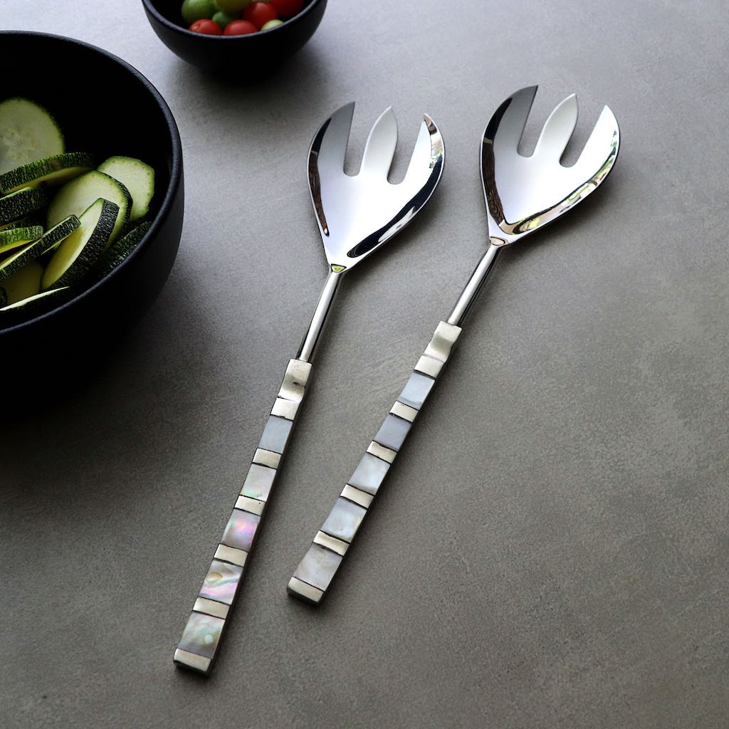 serving cutlery set made of mother of pearl