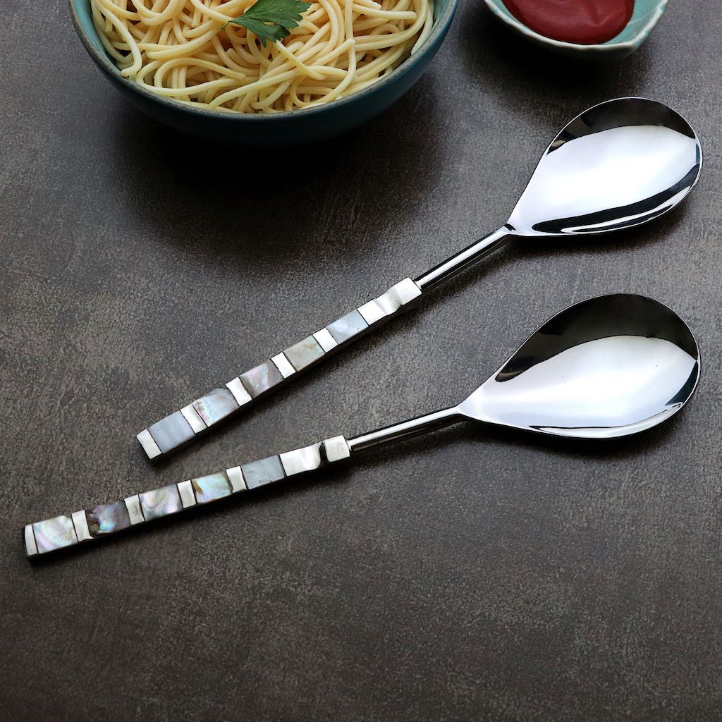 serving spoons made of mother of pearl