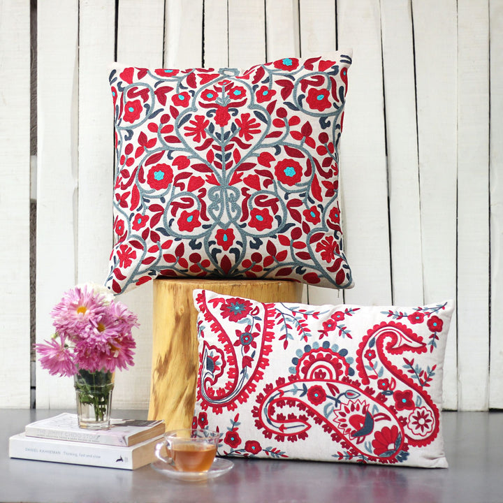 Pink Floral Sofa Cushion Cover Mora Taara