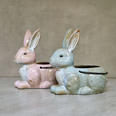 Rabbit Ceramic Planter Pair