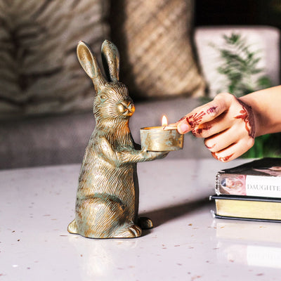 Rabbit Gold Candle Holder