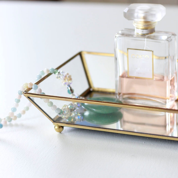brass and glass vanity tray