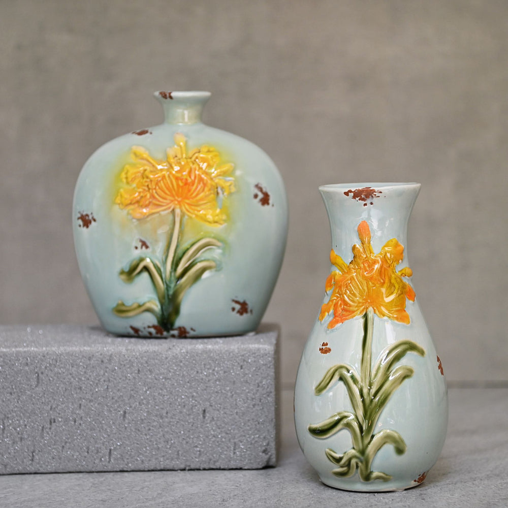 floral ceramic vase set