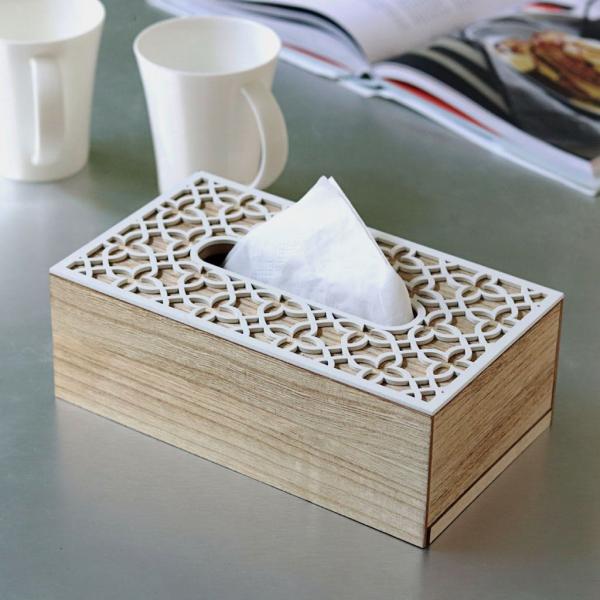 wooden tissue box with cutwork
