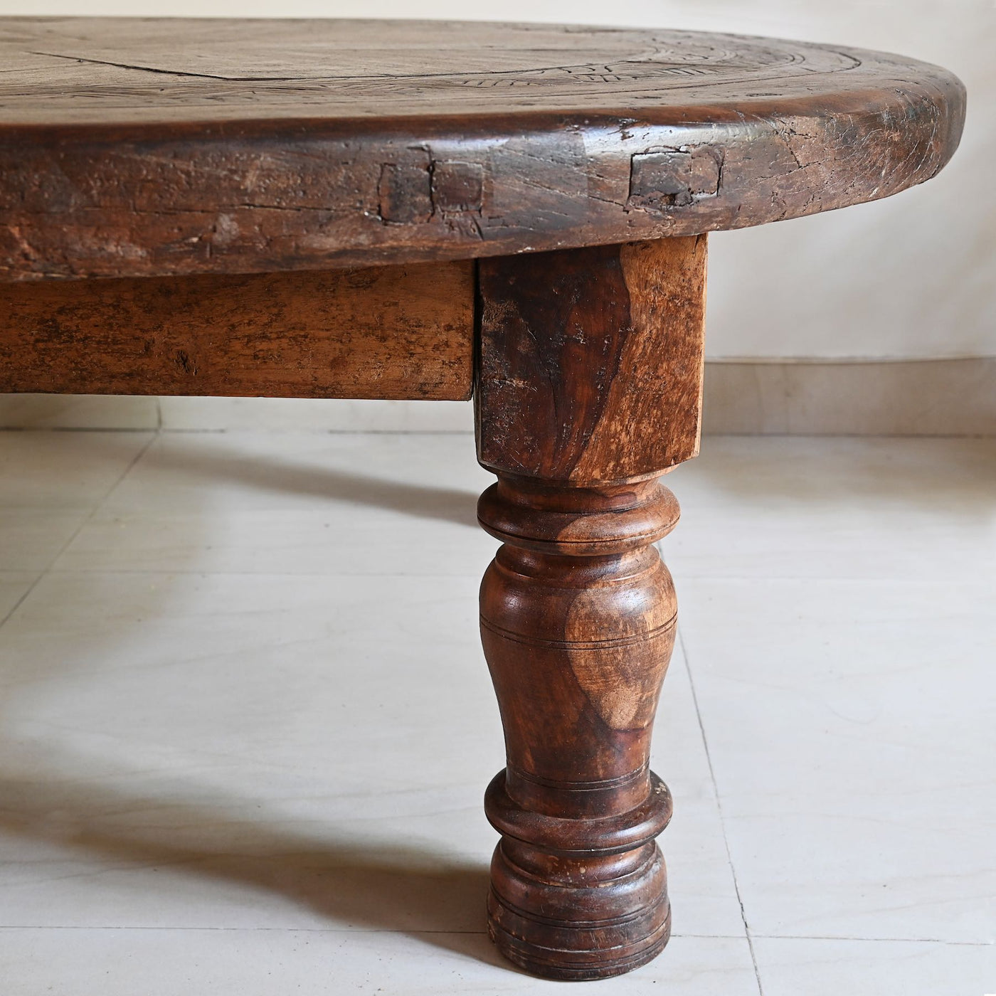 round wooden coffee table