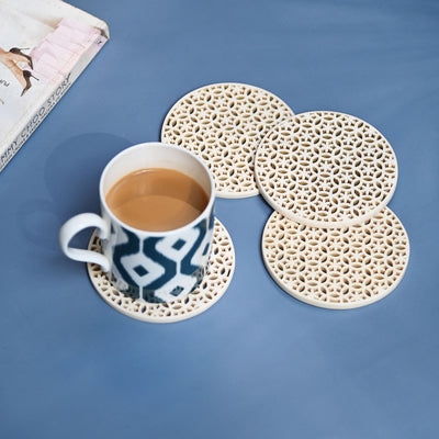 round white coasters with cutwork