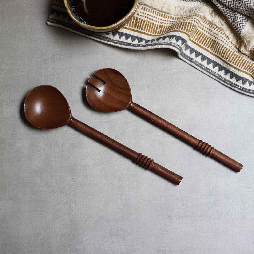 wooden salad server set