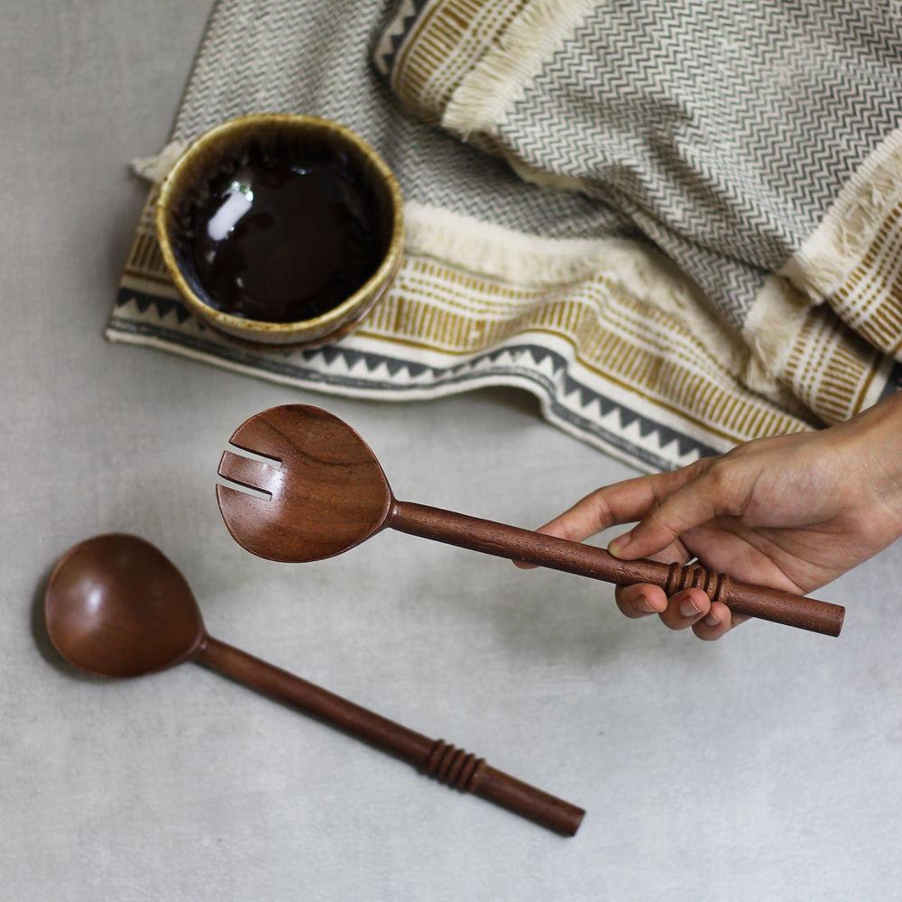 wooden salad server set