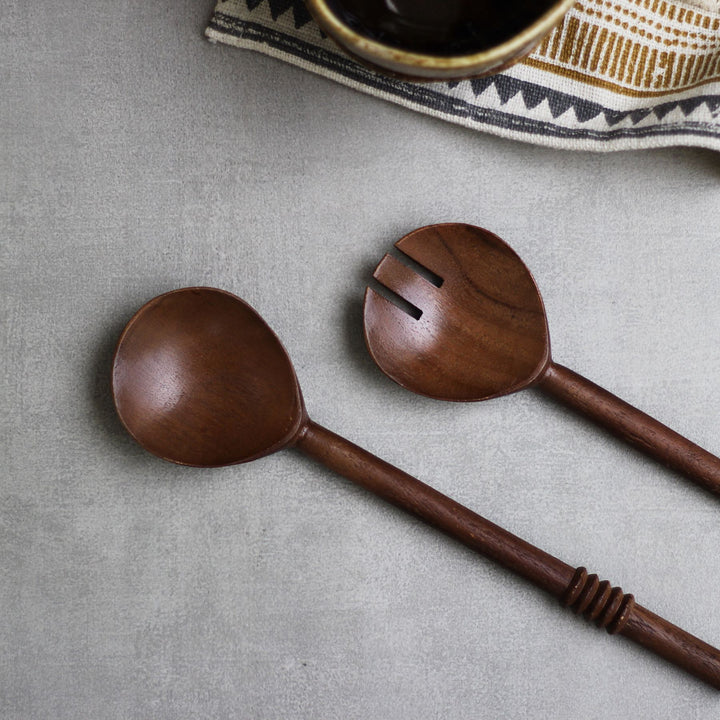 wooden salad server set